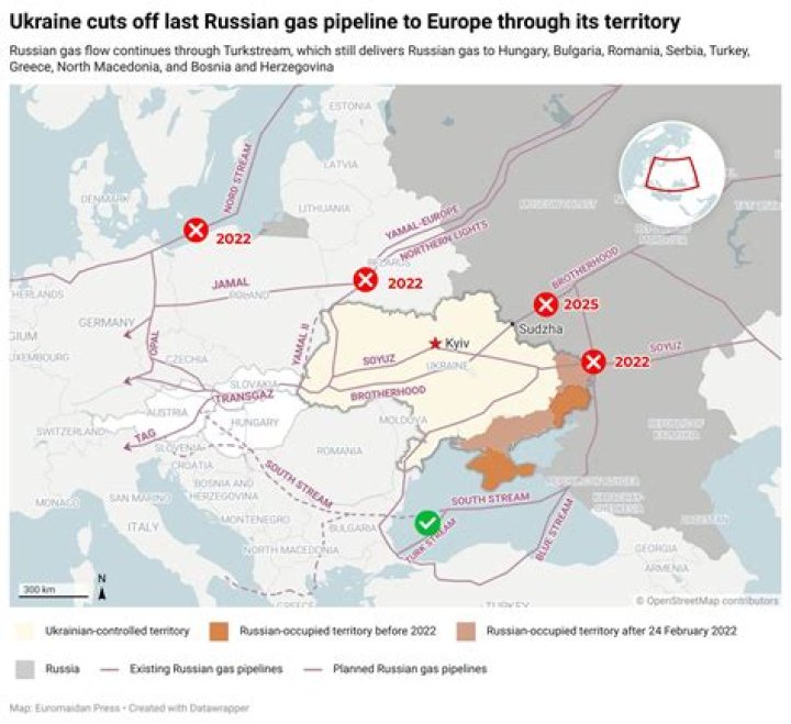 When did Russia shut off gas to Europe